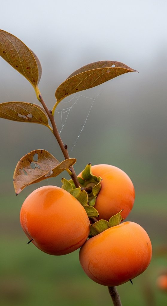 Fuyu Persimmons in Autumn Fog