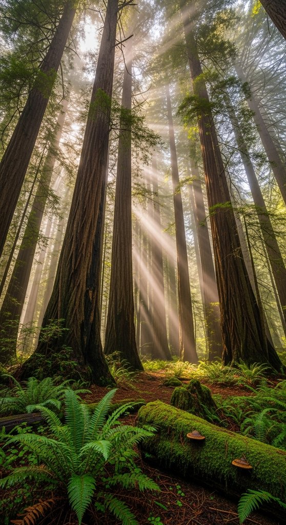 Cathedral Grove — Coast Redwoods in Morning Fog