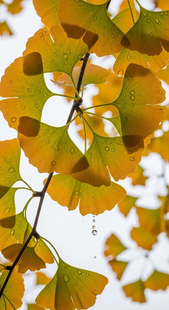 Saffron Ginkgo Canopy After Rain