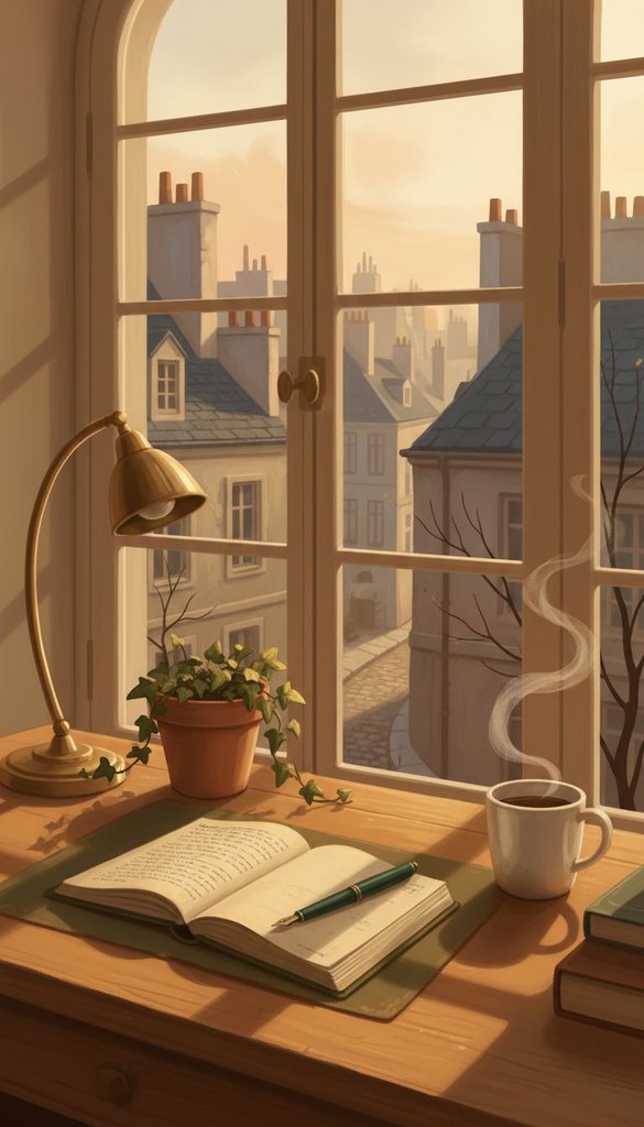 Golden Hour Study Window Over the Old City