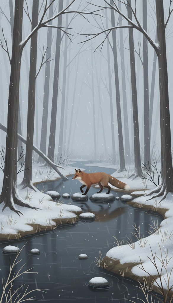 Fox Crossing the Winter Creek
