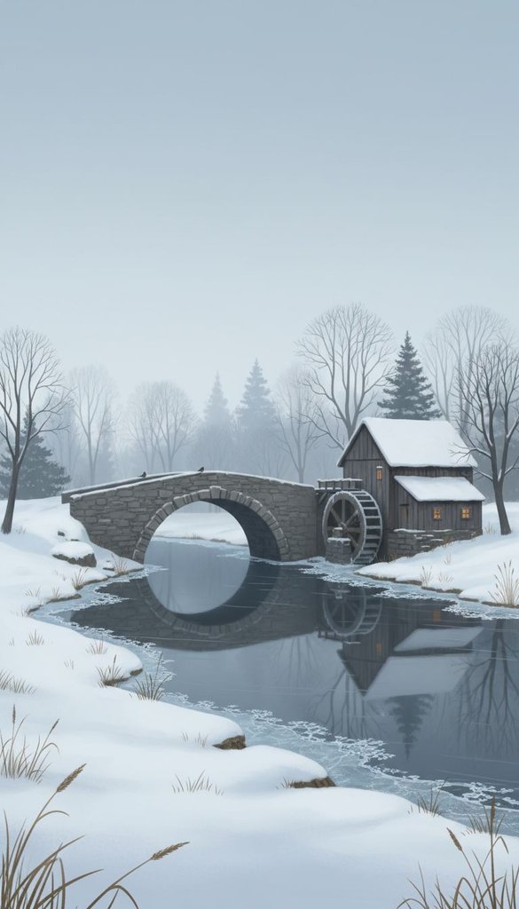Stone Bridge over Winter River