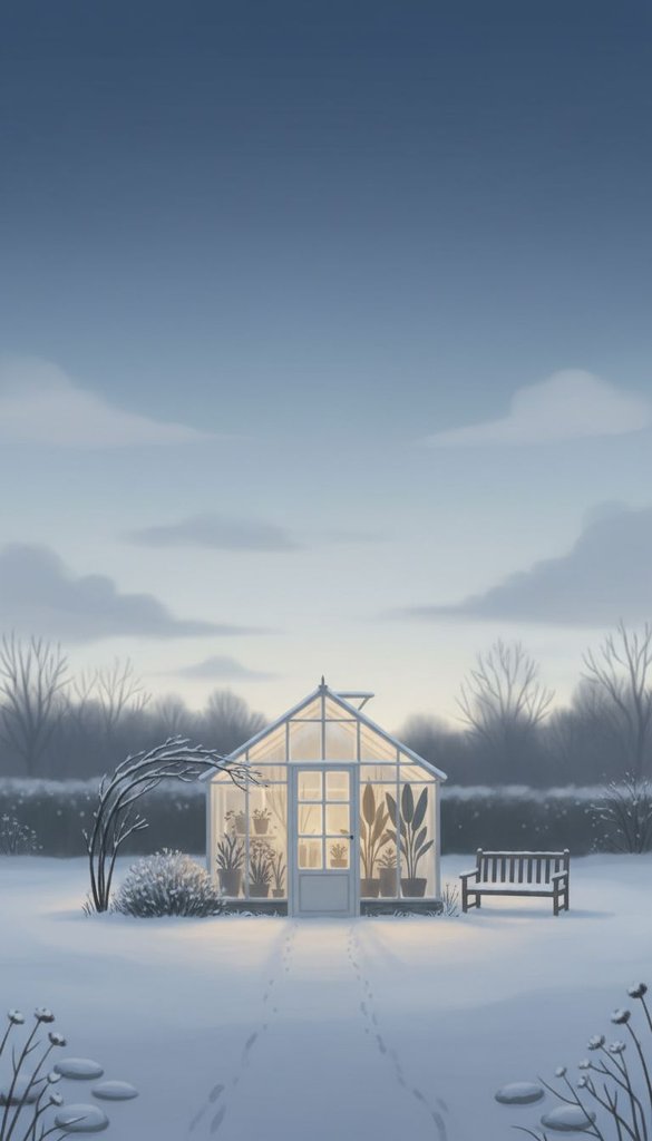 Winter Greenhouse Before Sunrise