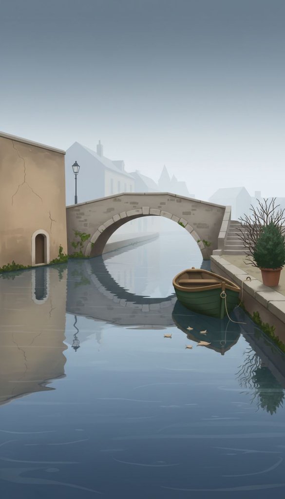 Quiet Canal Bridge in Late Winter