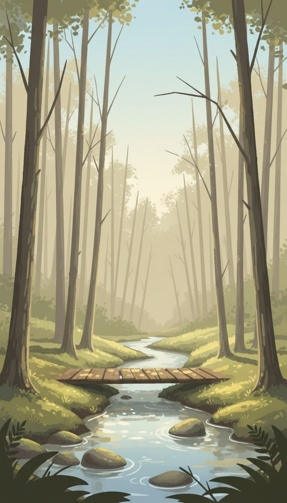 Sunlit Forest Stream Clearing