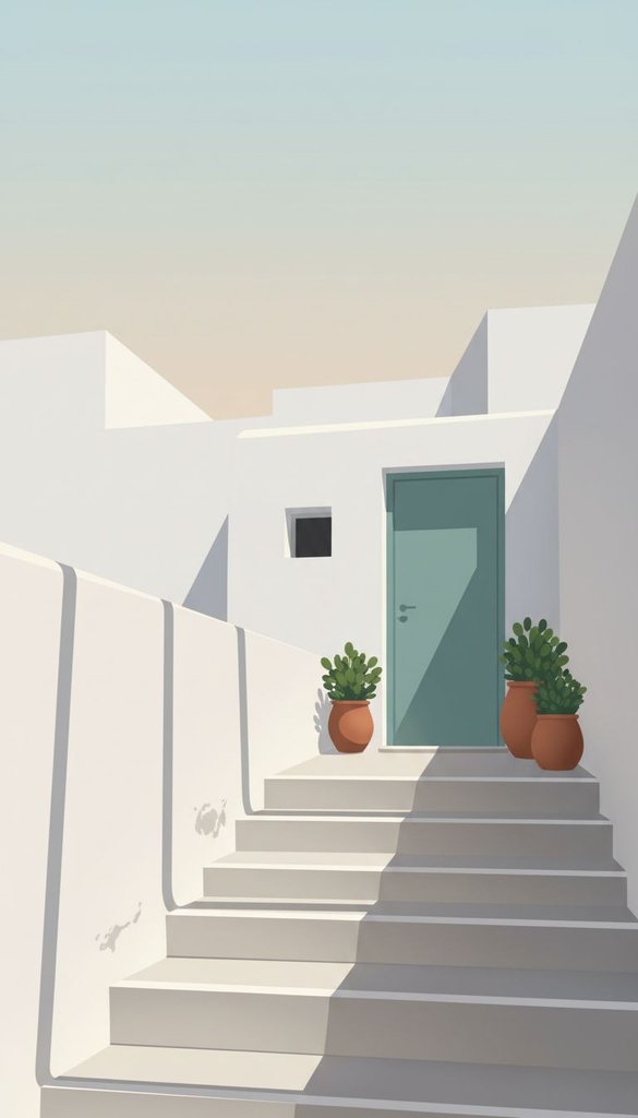 Sunlit Courtyard Stairway