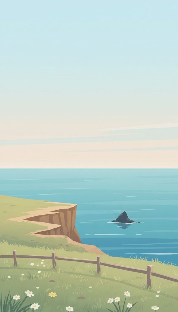 Sea Breeze Over Grassy Cliffs