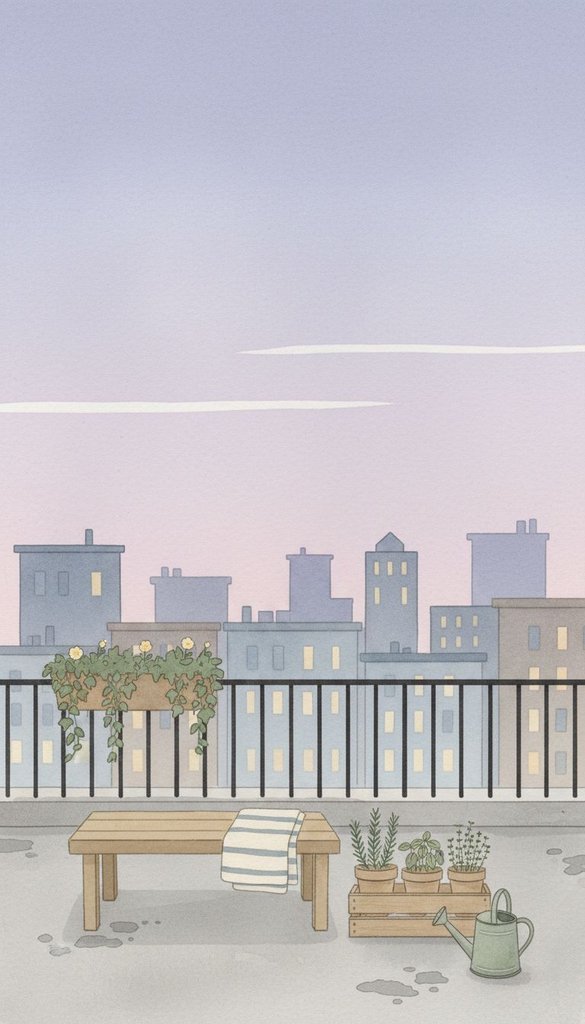 Rooftop Garden at Quiet Dusk