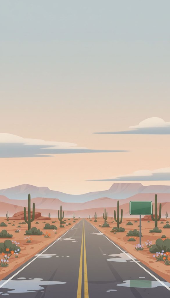 Desert Road After Spring Rain