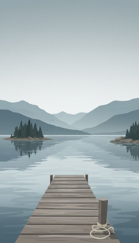 Quiet Lakeside Pier in Early Spring