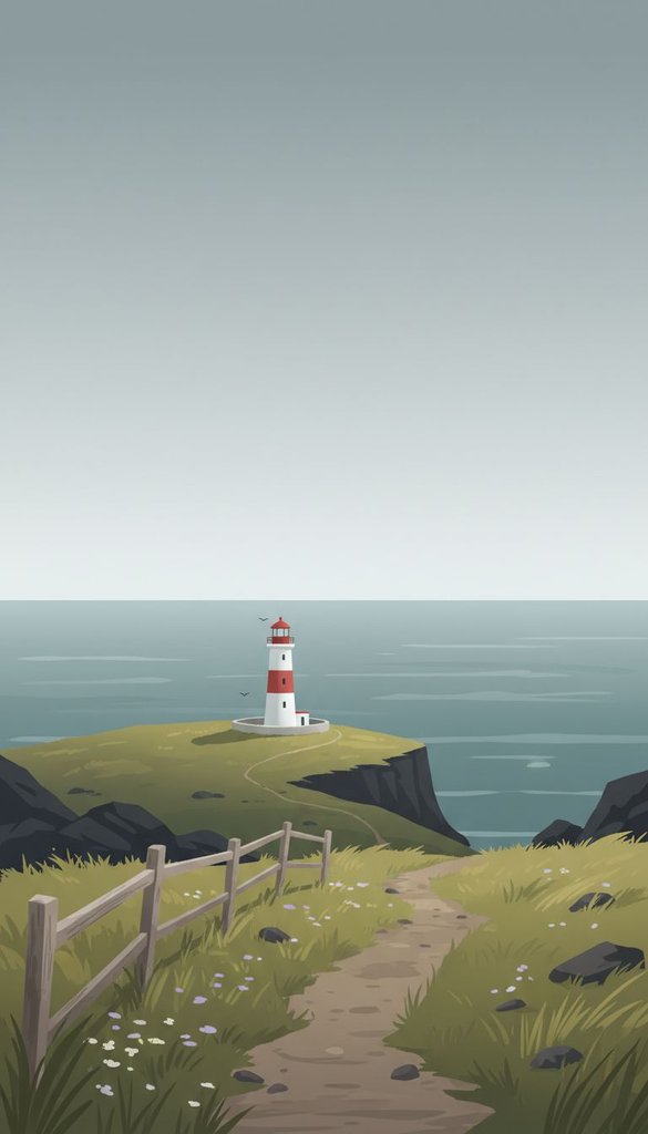 Overcast Lighthouse Cliff Path