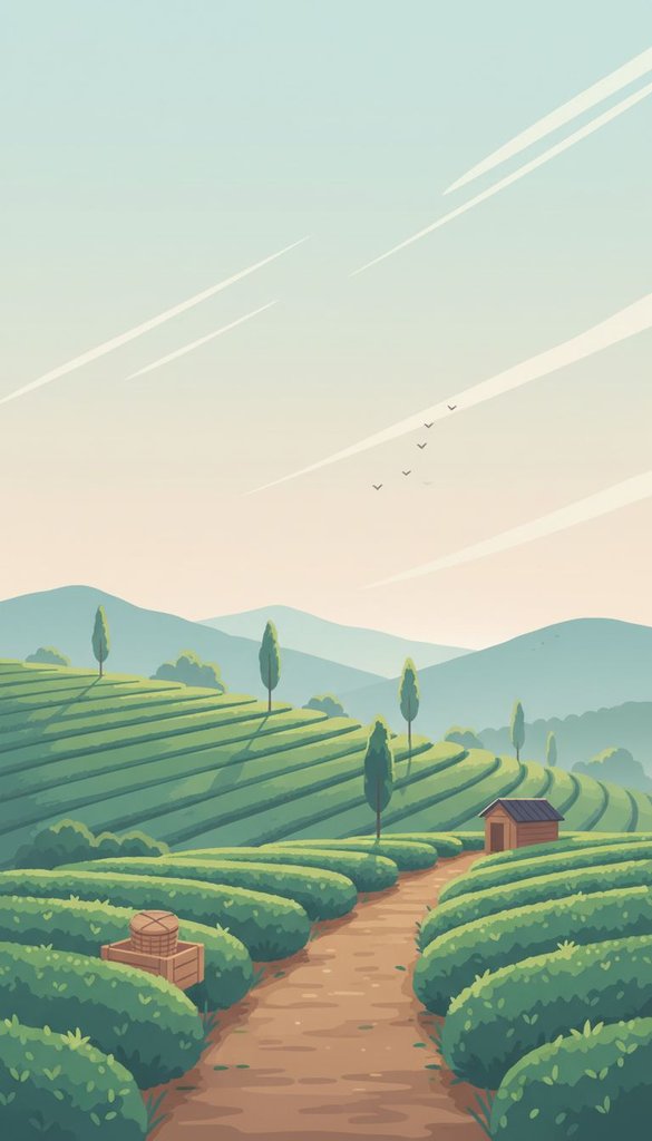 Sunrise Over Terraced Tea Hills