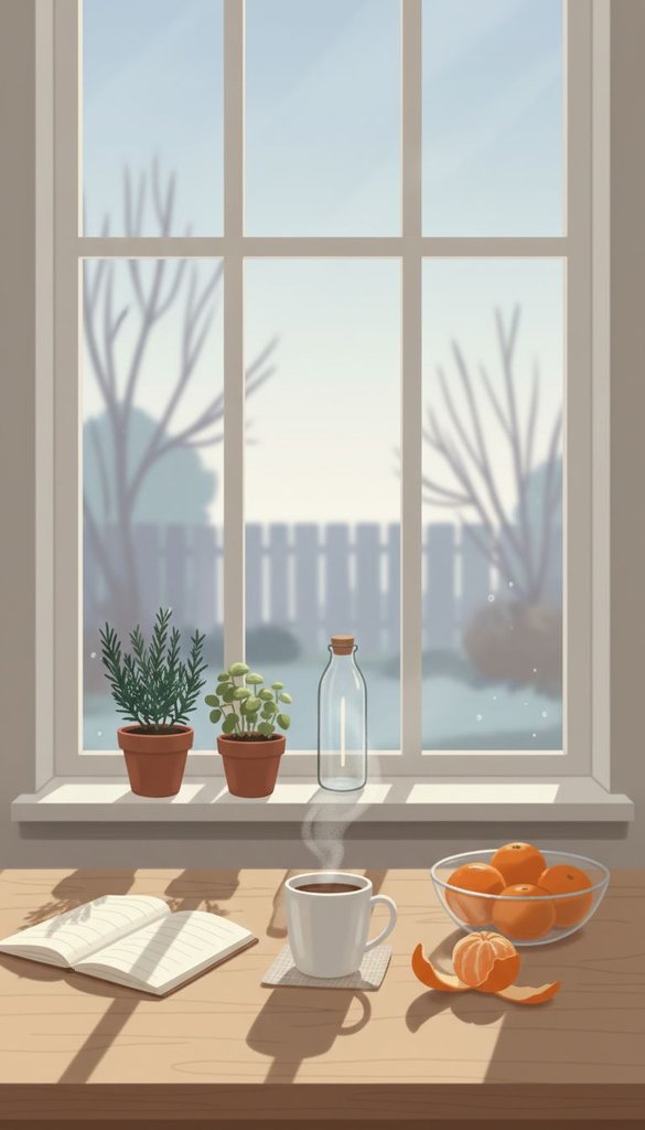 Sunlit Winter Kitchen Window