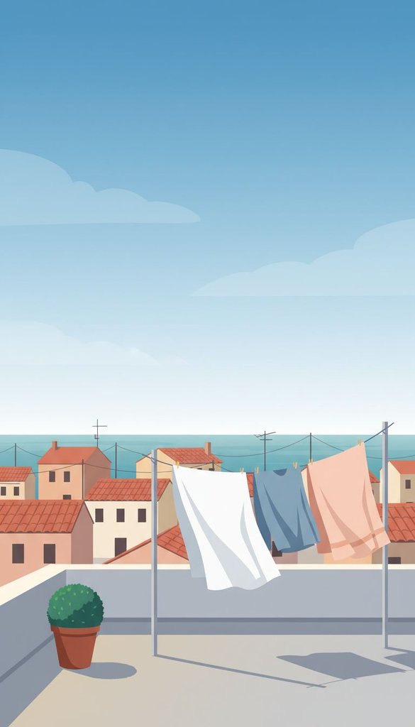 Rooftop Laundry Over Quiet Town