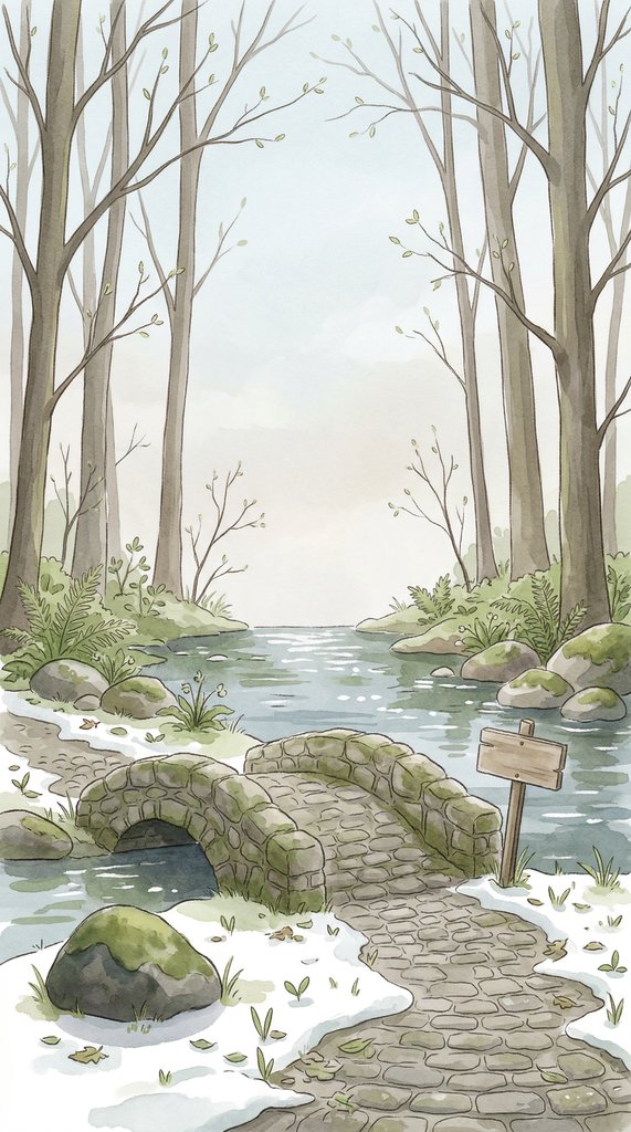 Early Spring Forest Footbridge