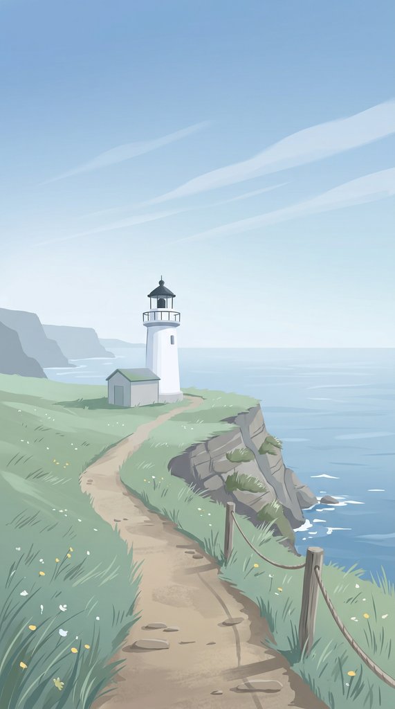Windy Coastal Cliff Path in Early Spring