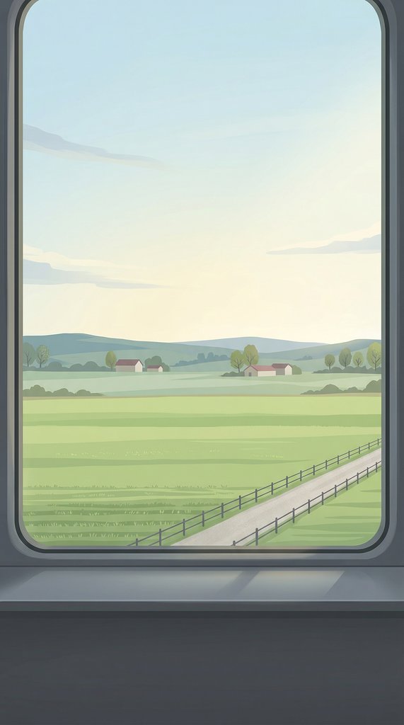 Calm Train Window View in Early Spring