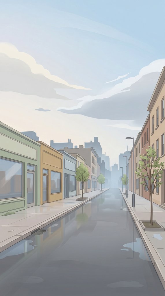 April City Street After the Rain
