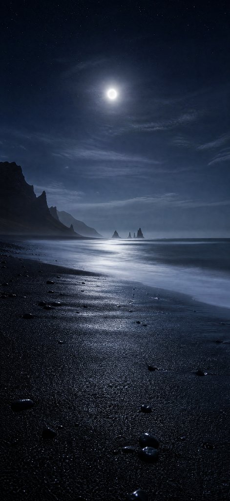 Moonlit Basalt Shore